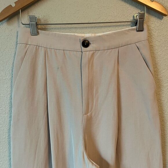 Zara wide leg trouser XS tan soho pleated pants - Picture 3 of 10